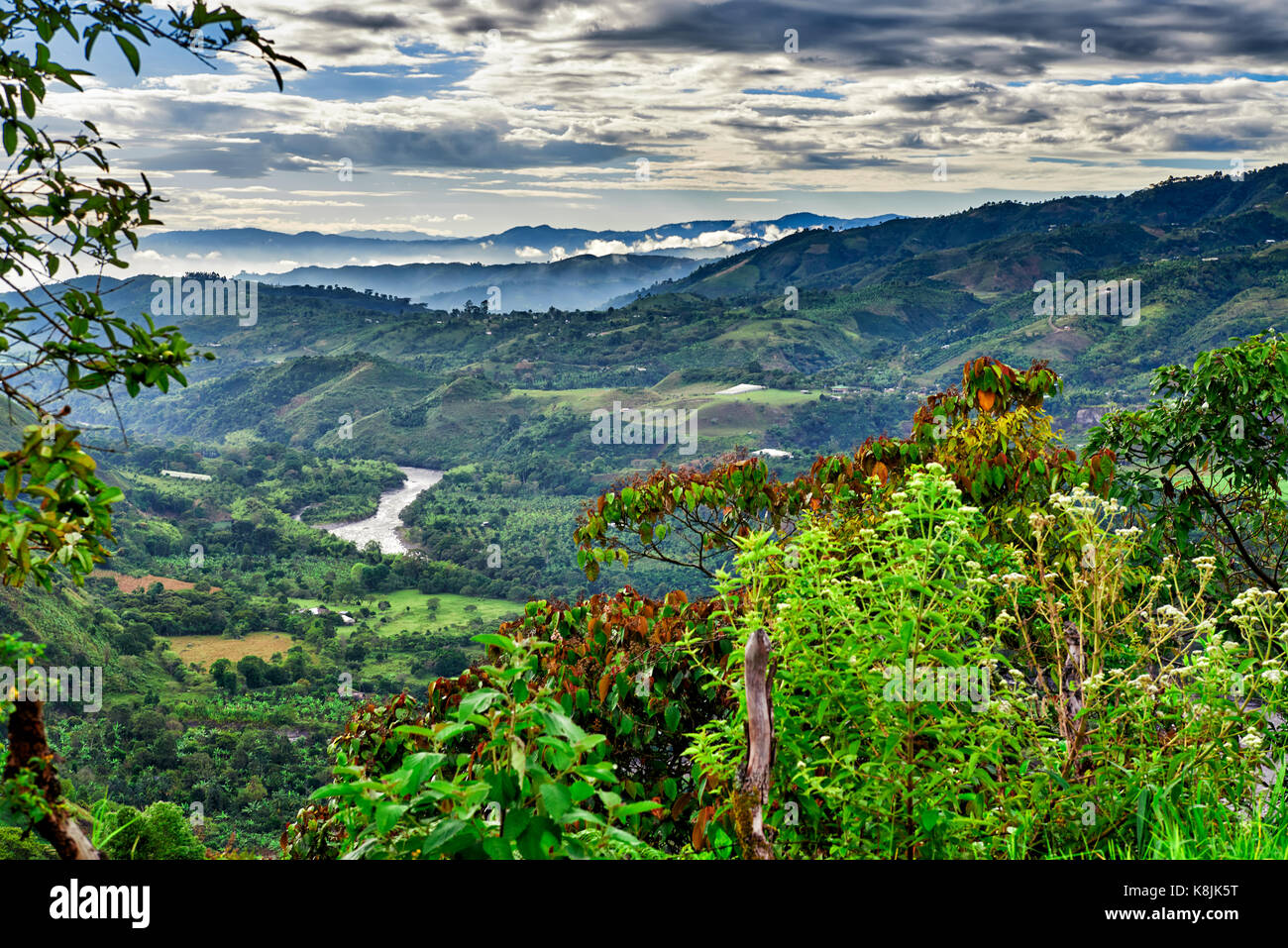 mountain landscape of Andes with Rio Magdalena near San Agustin , Colombia, South America Stock Photo