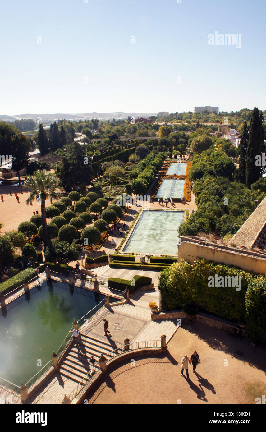 Aerial view of Alcazar in Cordoba, Spain Stock Photo