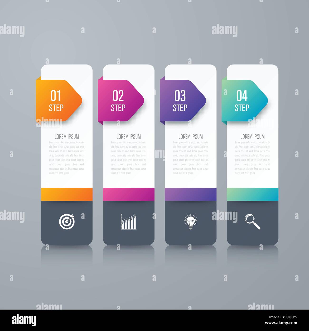 Business infographics template 4 steps with square Stock Vector Image ...