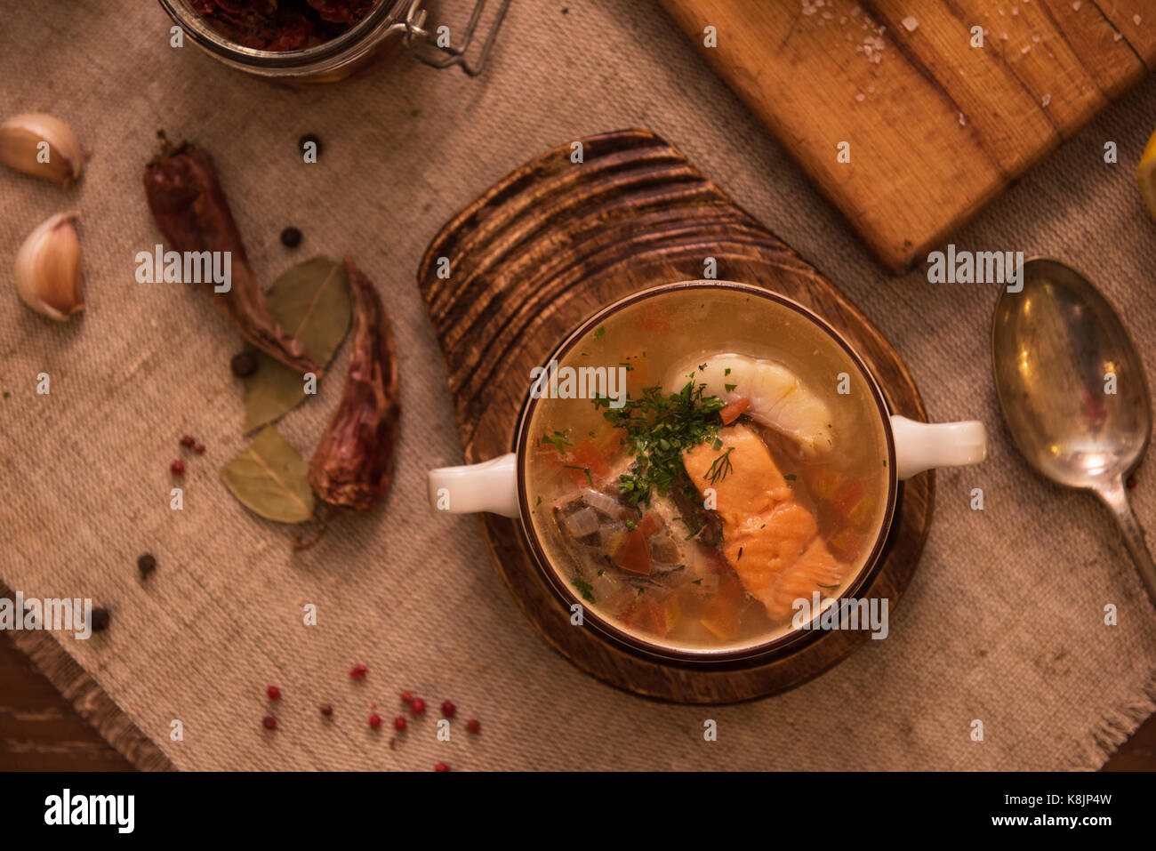 fish soup composition Stock Photo