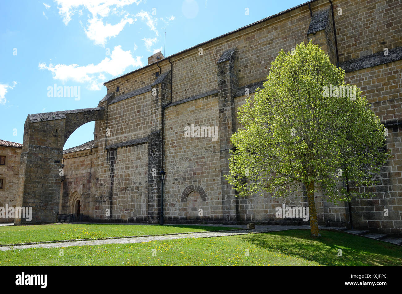 The Monastery of San Salvador of Leyre is one of the most important religious center and a place of Roman Catholic pilgrimage in Spain. Stock Photo