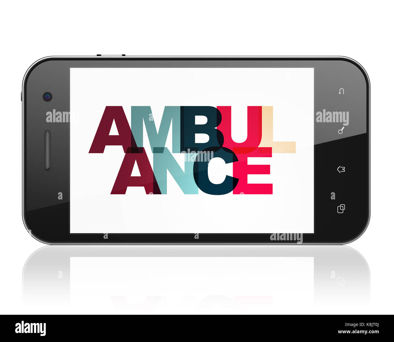 Healthcare concept: Smartphone with Ambulance on  display Stock Photo