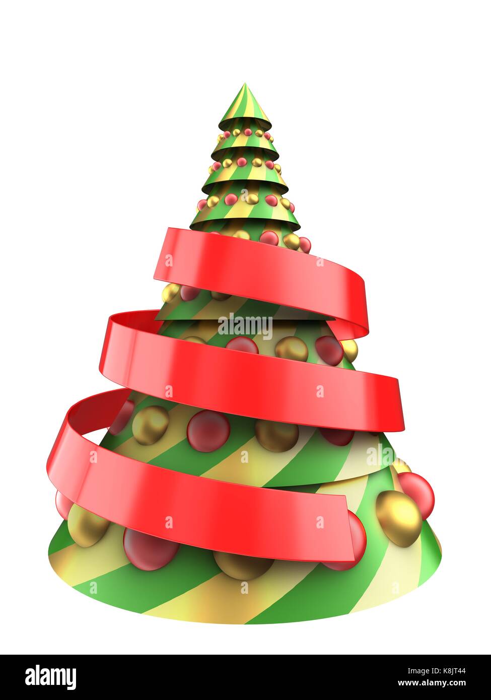 3d illustration of abstract Christmas tree over white background with ...