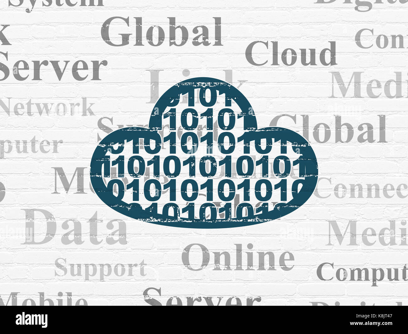 Cloud computing concept: Cloud With Code on wall background Stock Photo ...