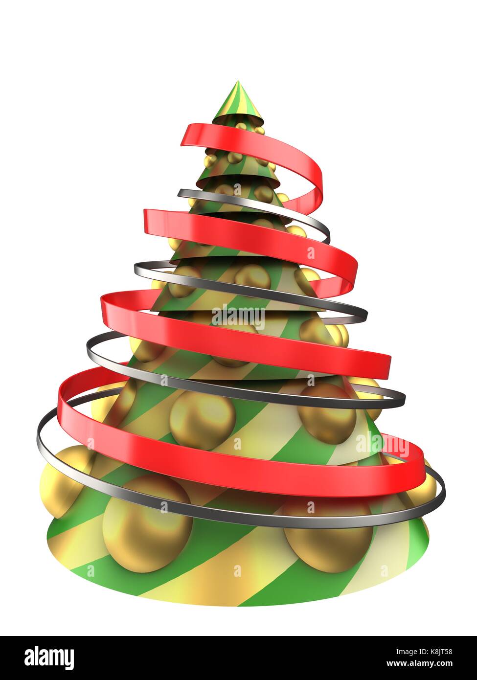 3d illustration of abstract Christmas tree over white background with ...