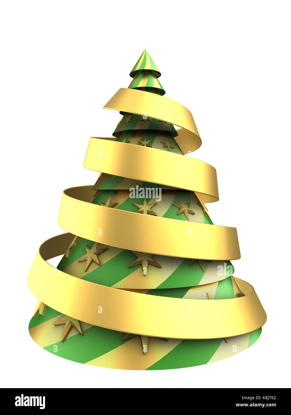 3d illustration of abstract Christmas tree over white background with ...