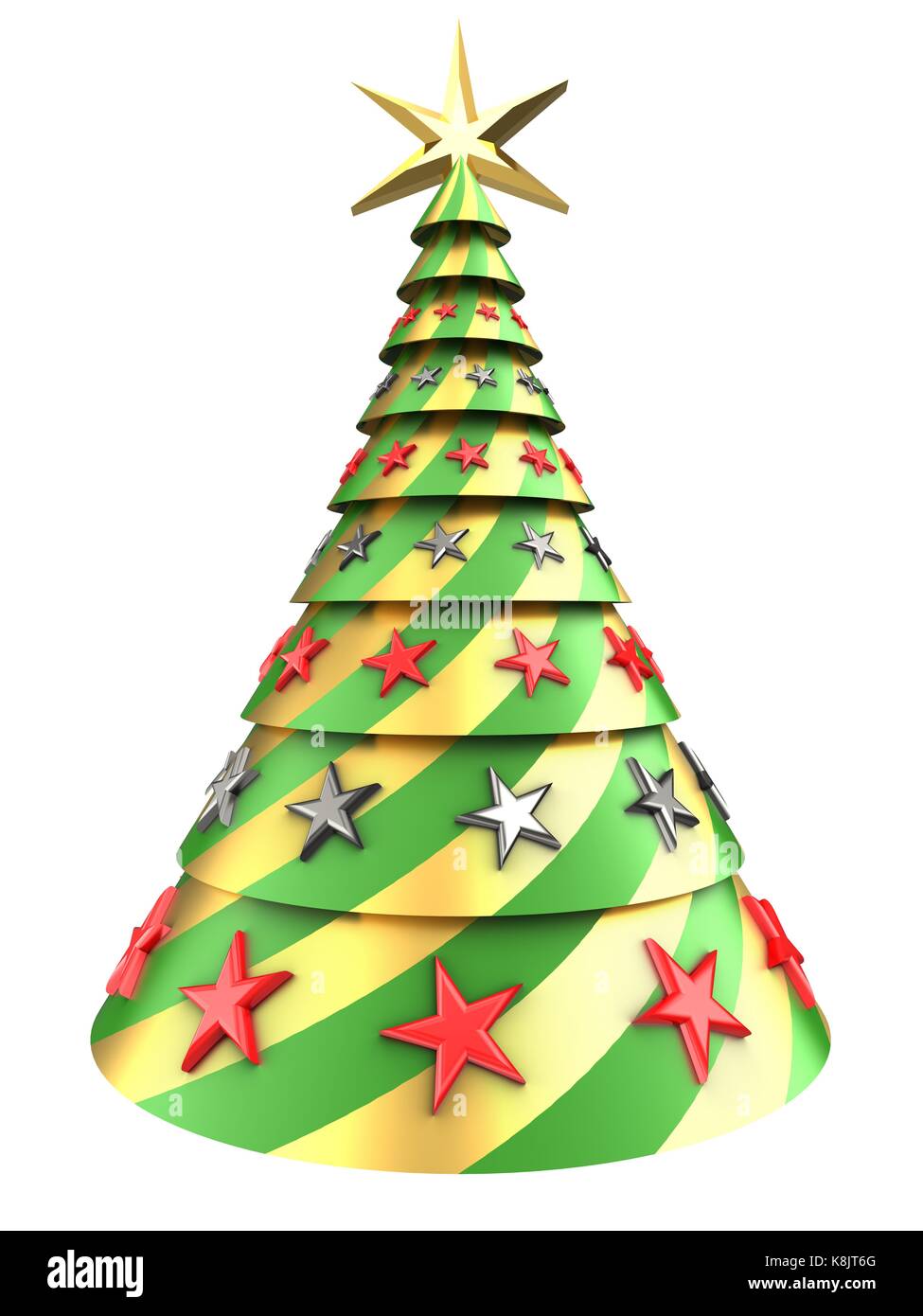 3d illustration of abstract Christmas tree over white background with ...