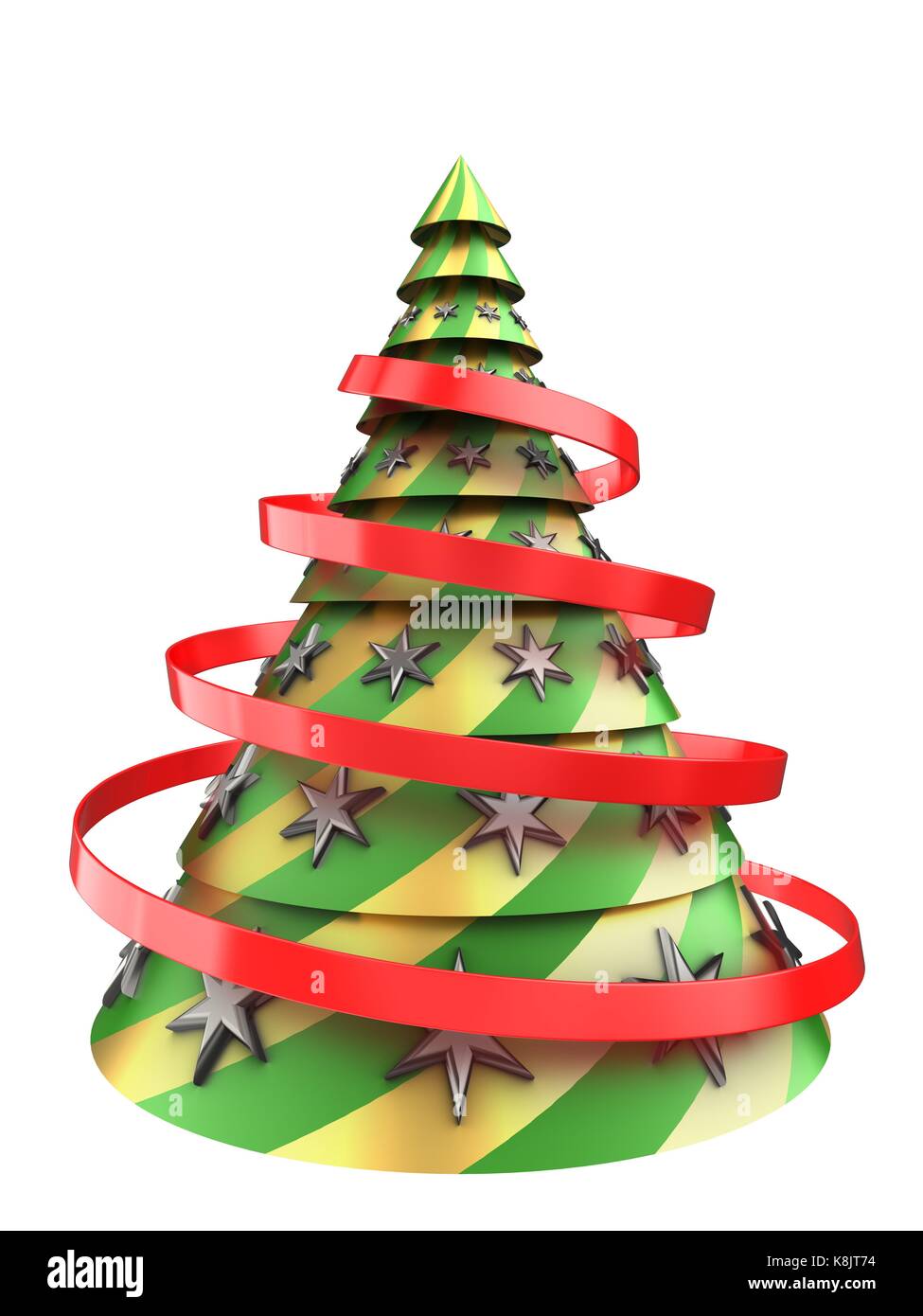 3d illustration of abstract Christmas tree over white background with ...