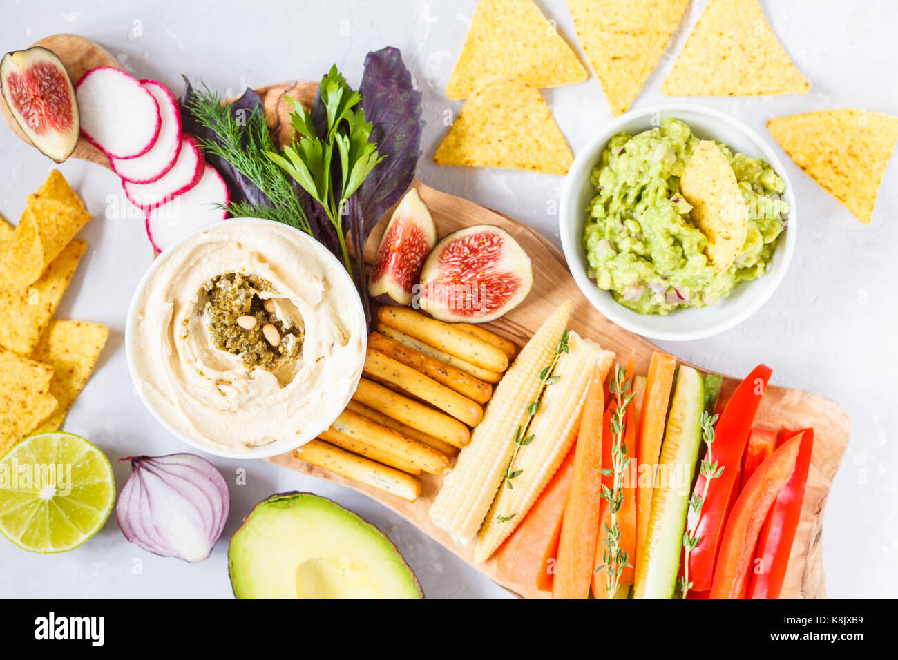 hummus and guacamole Stock Photo Alamy