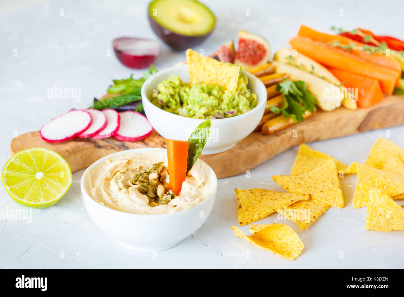 hummus and guacamole Stock Photo Alamy