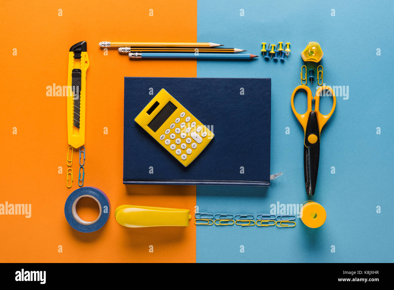 composition of school supplies Stock Photo Alamy