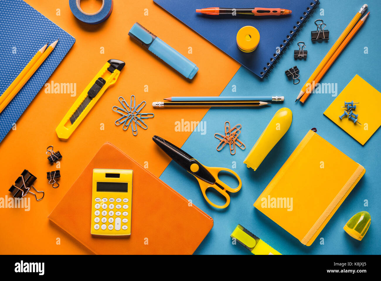 composition of school supplies Stock Photo Alamy