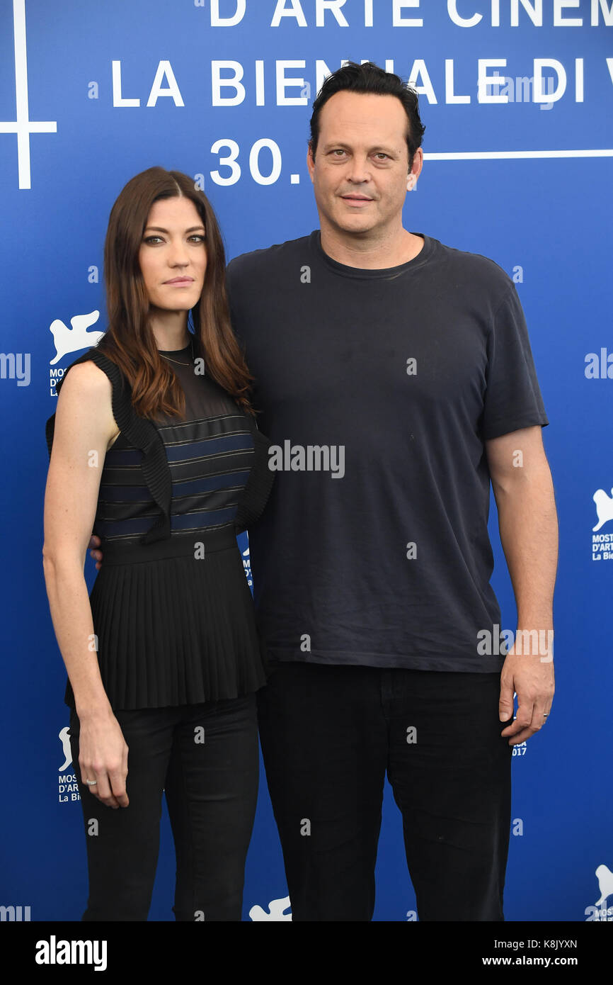 Jennifer Carpenter and actor Vince Vaughn attend the photocall for Brawl In Cell Block 99 during the 74th Venice Film Festival in Venice, Italy. Stock Photo