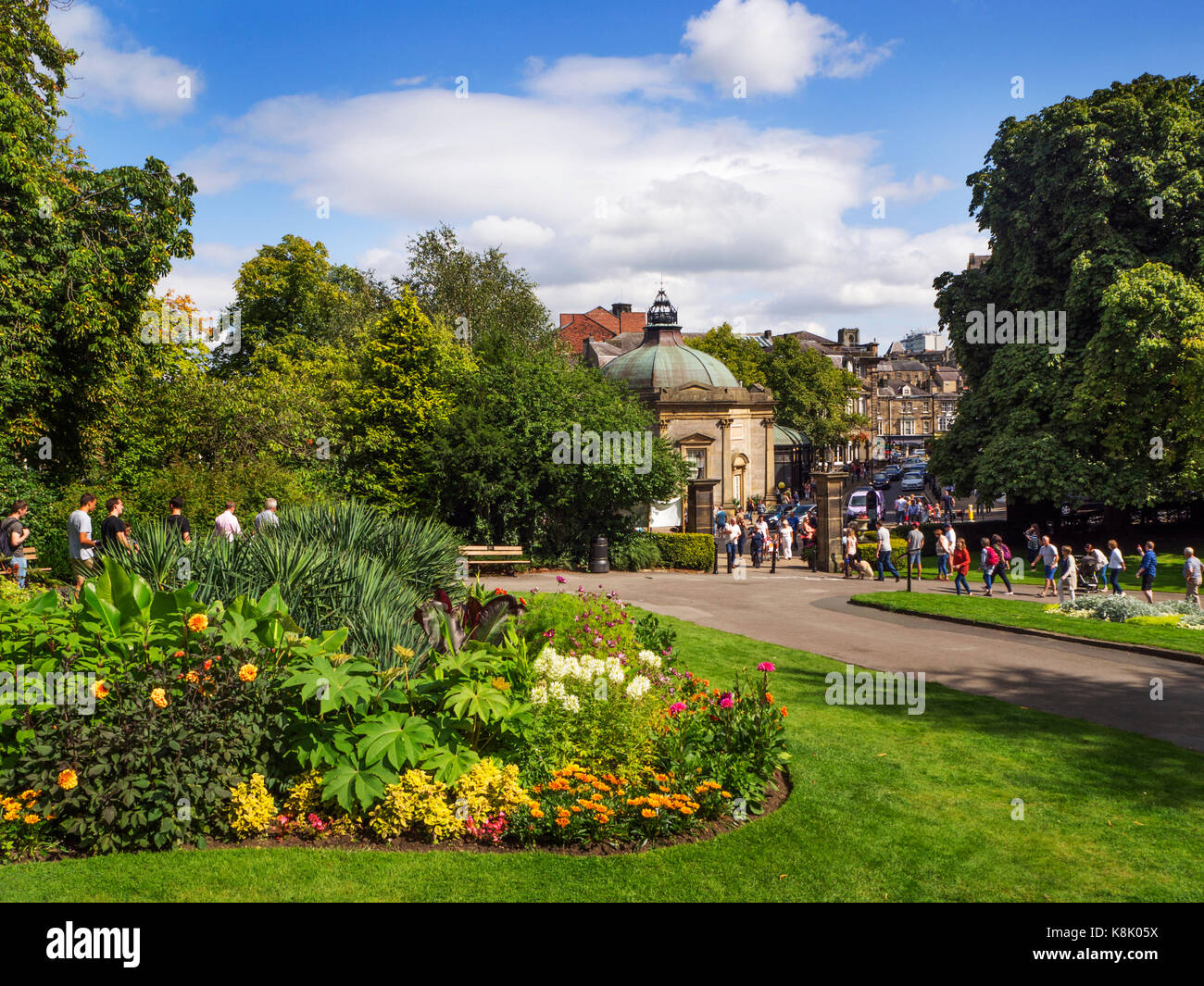 Valley Gardens and the Royal Pump Room Museum in Summer Harrogate Harrogate North Yorkshire England Stock Photo