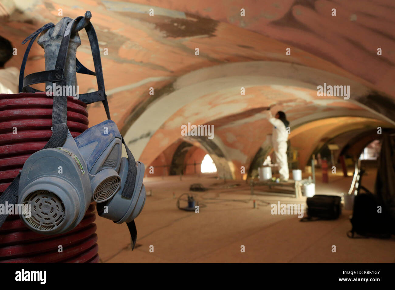 Restoration of saint gervais baroque church. painting restoration. france. Stock Photo