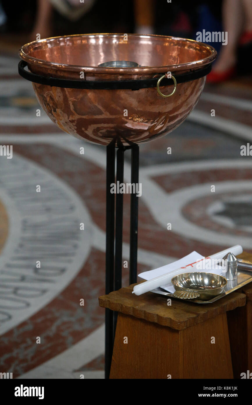 Baptism in saint-eustache catholic church, paris. france. Stock Photo