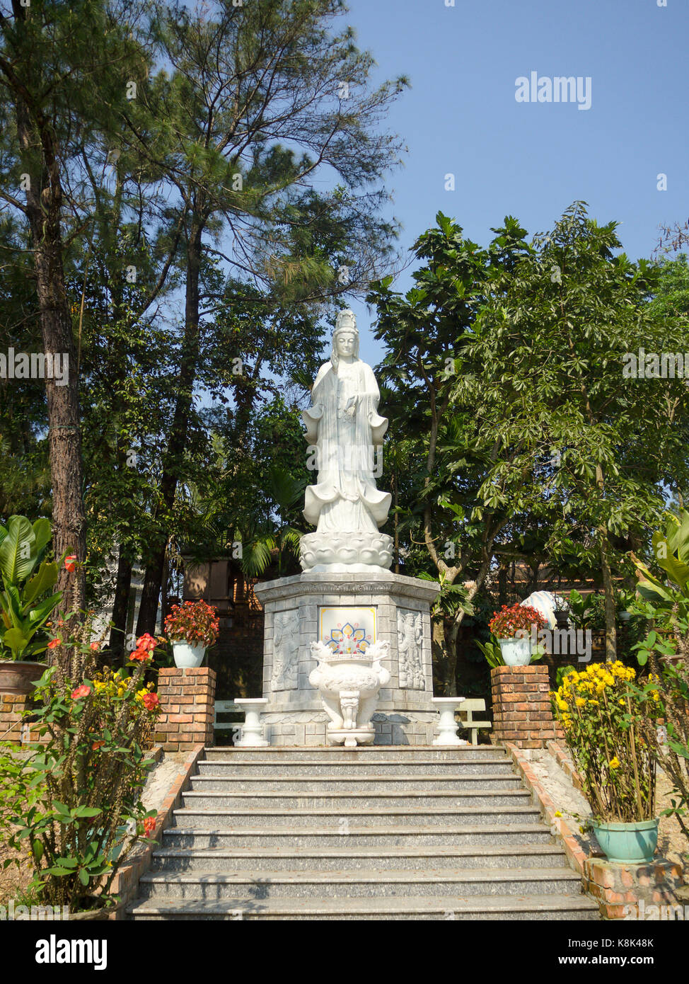 Hue, Vietnam September 13 2017 Beautiful Chinese god statue, the statue of buddha in Linh Ung