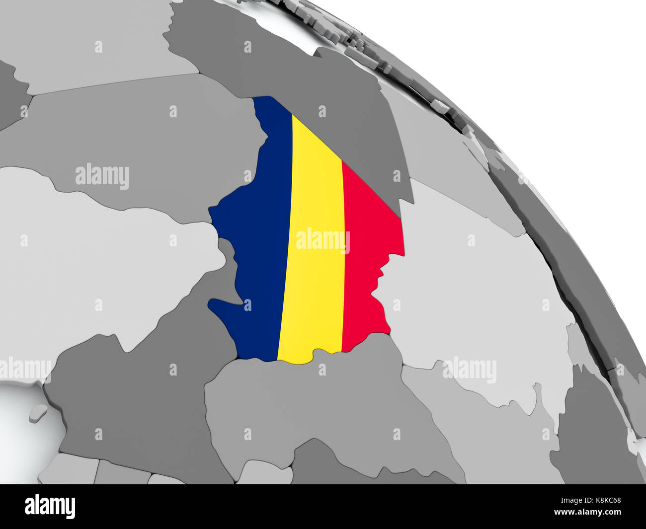 Chad on globe with flag. 3D illustration Stock Photo - Alamy