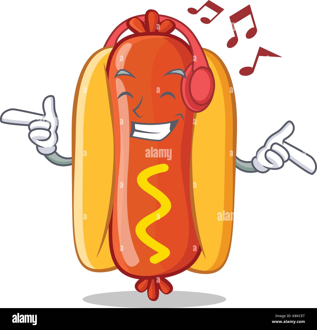 Listening Music Hot Dog Cartoon Character Stock Vector Image & Art - Alamy