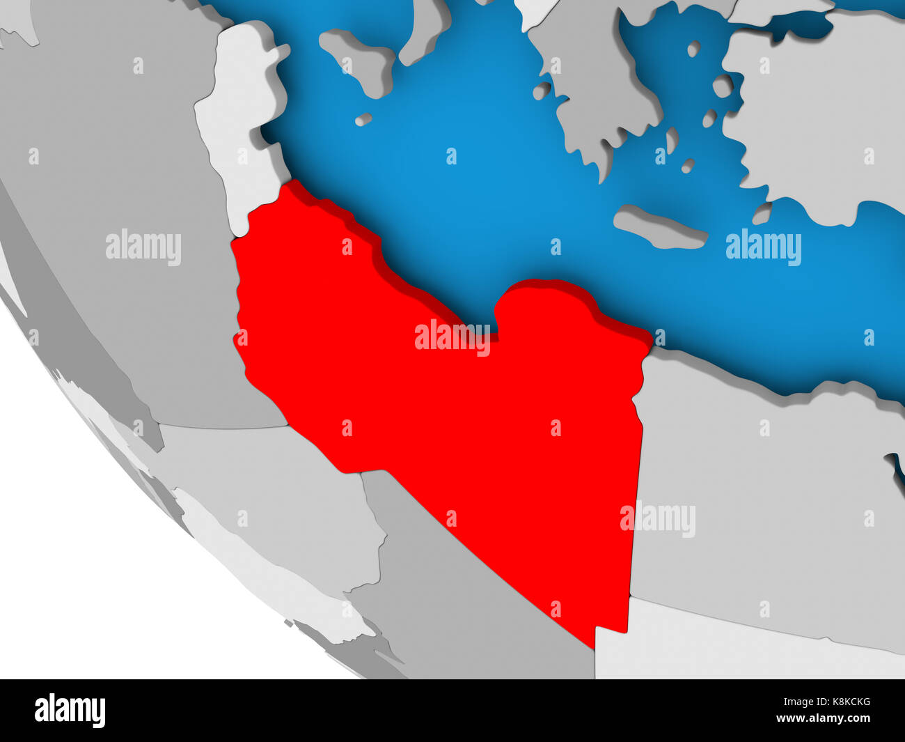 Map Of Libya In Red On Political Globe. 3d Illustration Stock Photo - Alamy