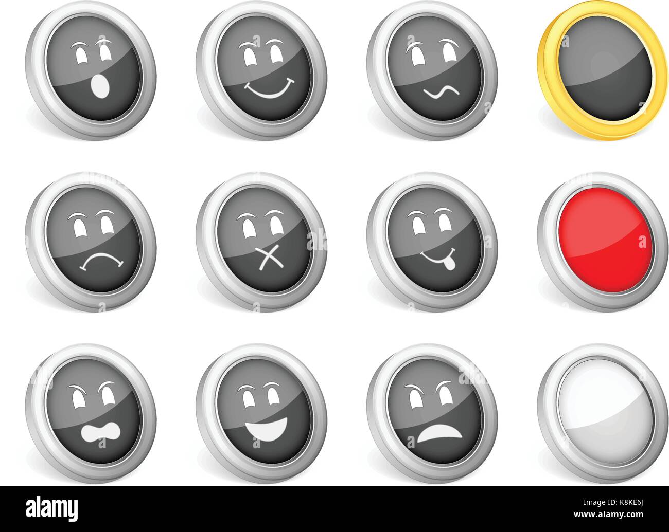 3d icons emoticons on white background. Vector illustration. Stock Vector