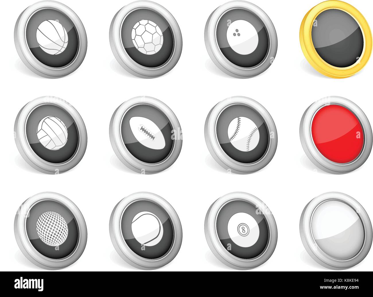 3d icons sport ball on white background. Vector illustration Stock ...
