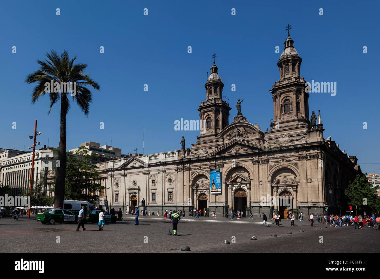 Plaza de Armas square with the Metropolitan Cathedral, Santiago de ...