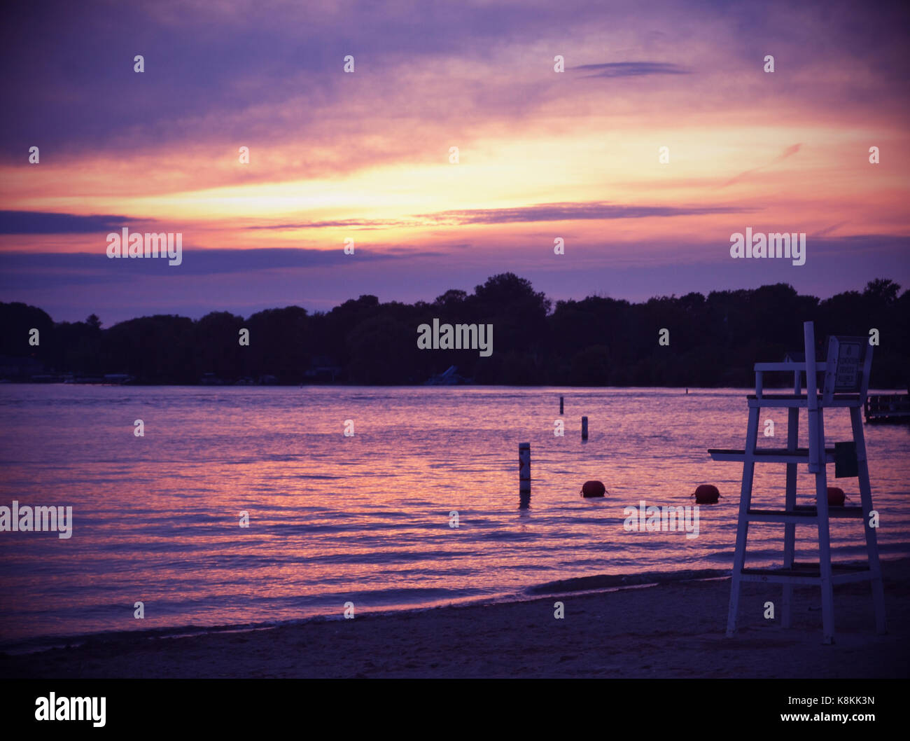 Pewaukee Beach at Sunset Stock Photo Alamy