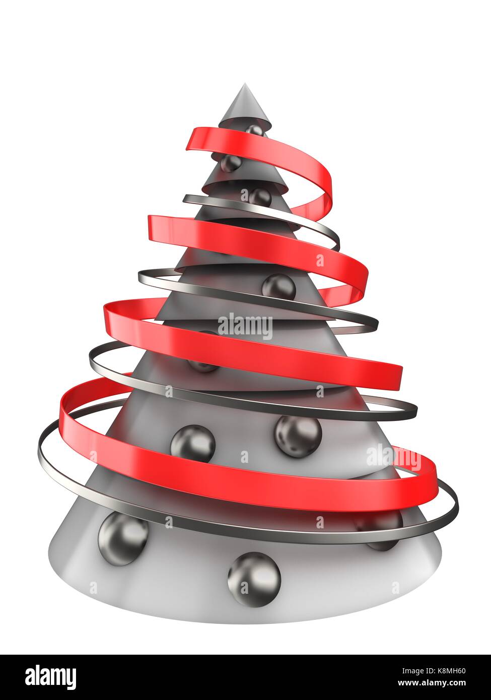 3d illustration of white Christmas tree over white background with ...