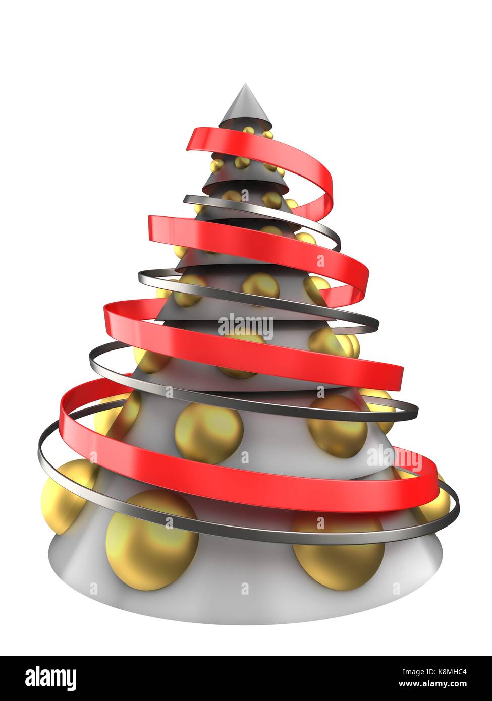 3d illustration of white Christmas tree over white background with ...