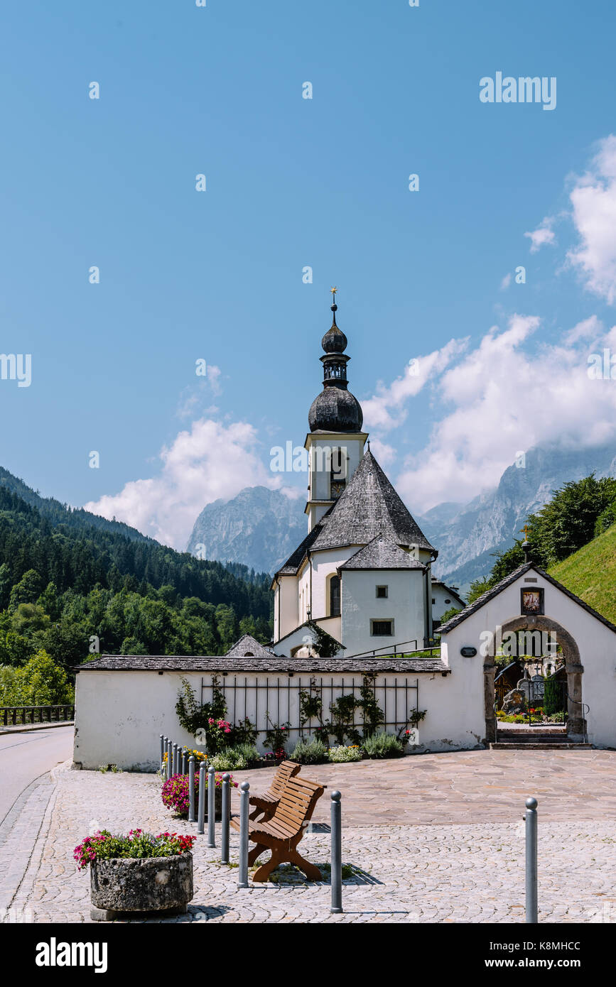 Scenic view of small white church against mountains Stock Photo - Alamy