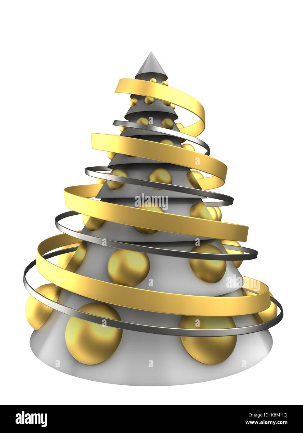 3d illustration of white Christmas tree over white background with ...