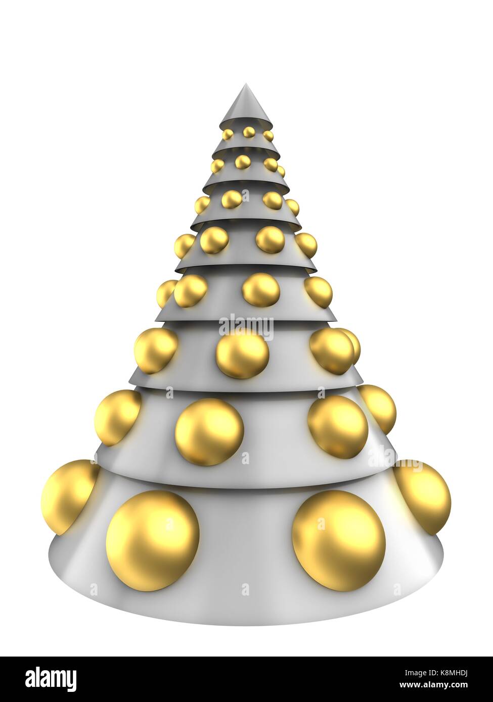 3d illustration of white Christmas tree over white background with ...