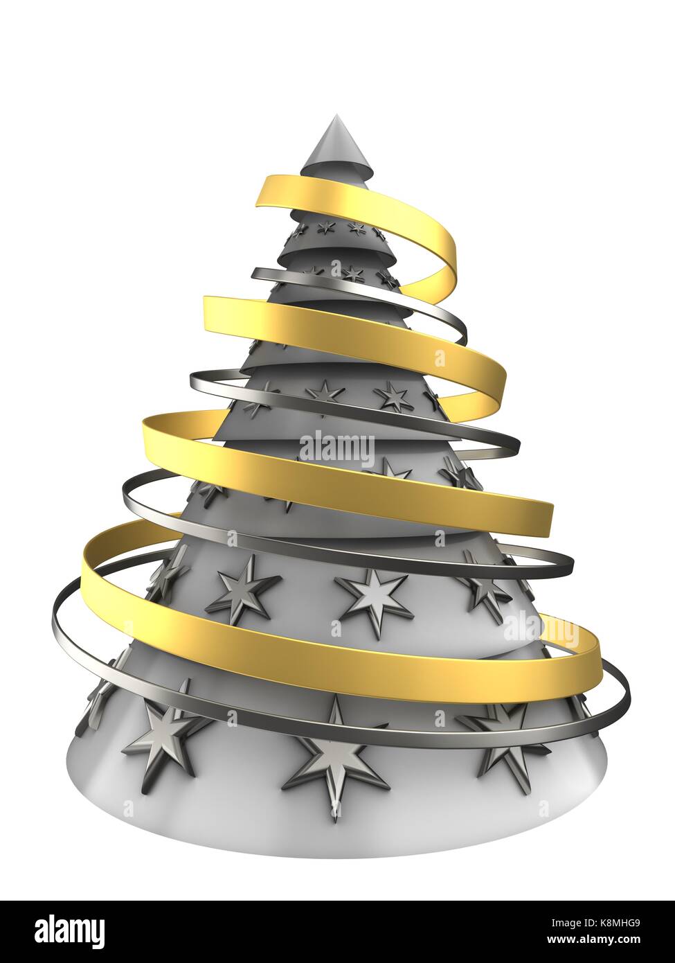 3d illustration of white Christmas tree over white background with ...