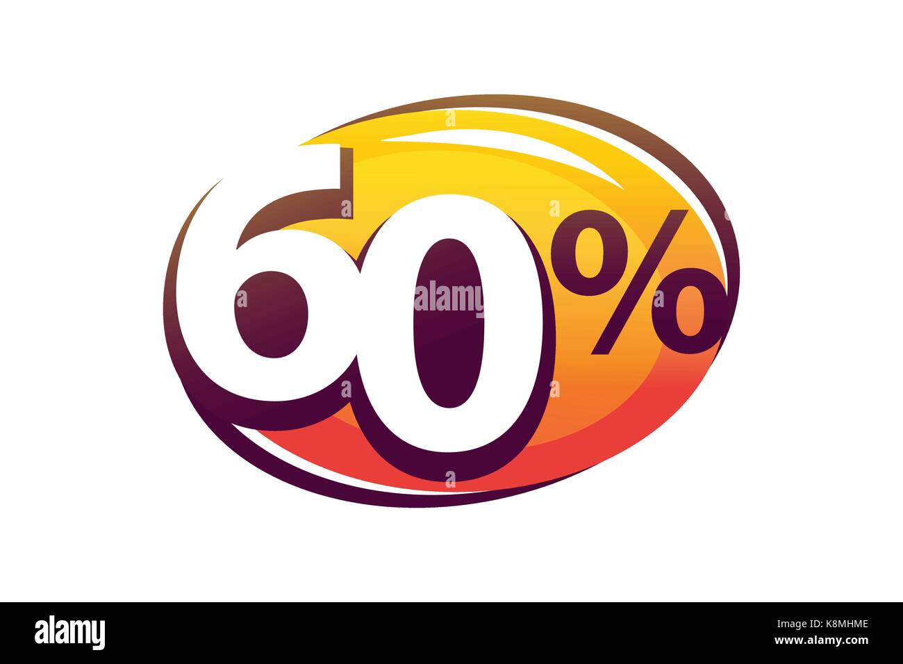 Bold Sixty Percent Within A Modern Oval Shape Illustration Design