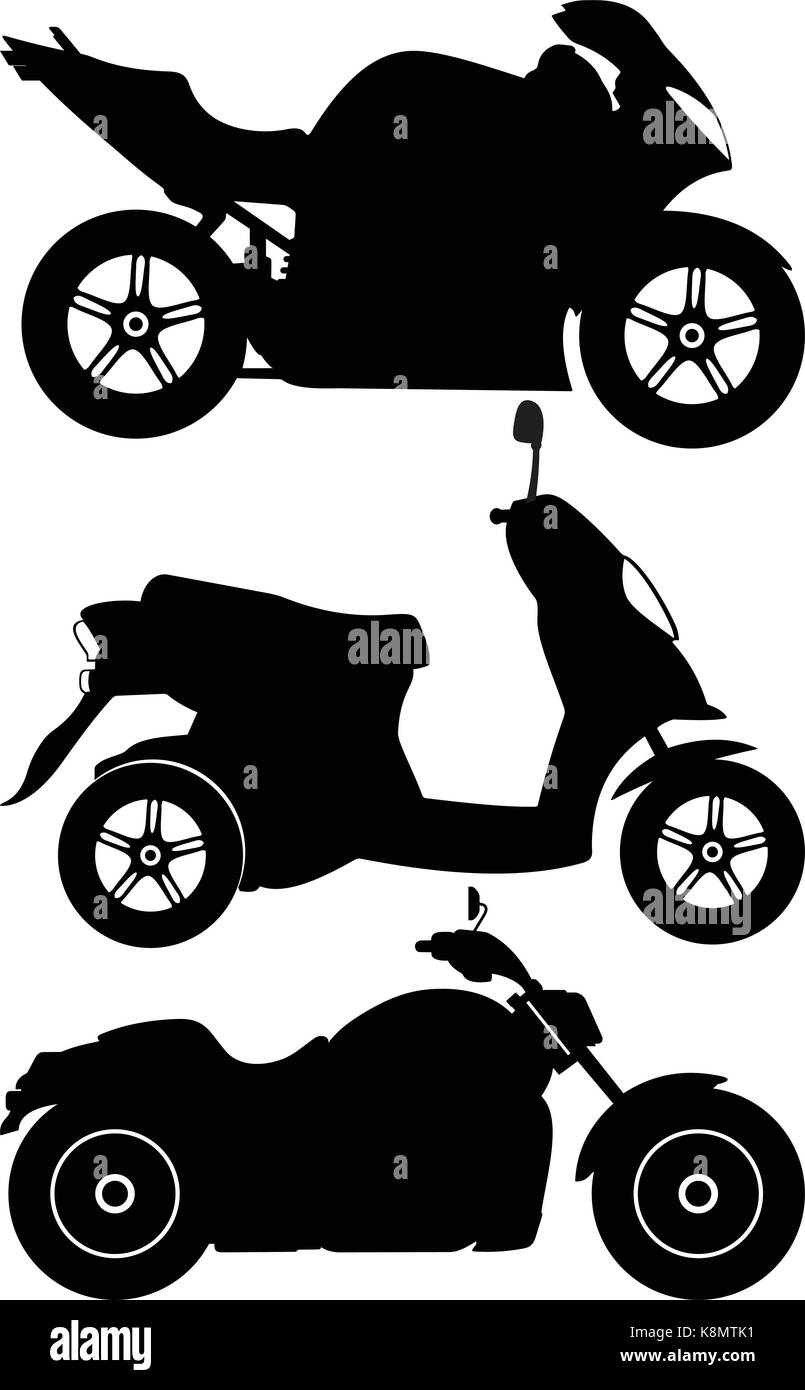 Silhouette motorcycles on a white background. Vector illustration. Stock Vector