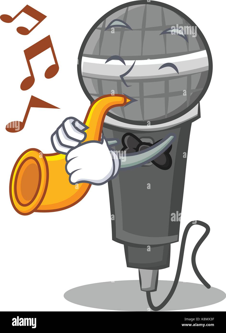 Cartoon Mic Instruments With trumpet microphone cartoon character design Stock Vector Image ...