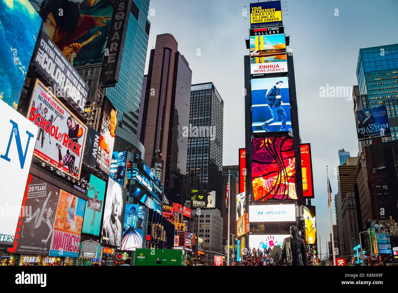 New York, USA - 28 September, 2016: View of the Bright Lights, Big City of  Times Square at dusk Stock Photo