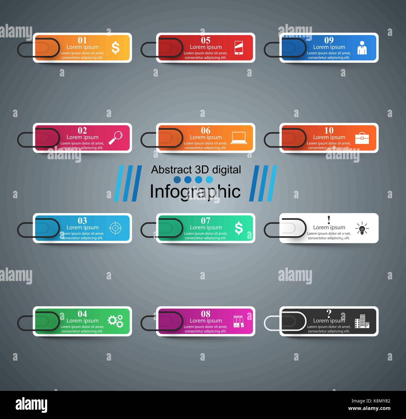 Business Infographics origami style. Clip, pin icon. Business In Stock ...