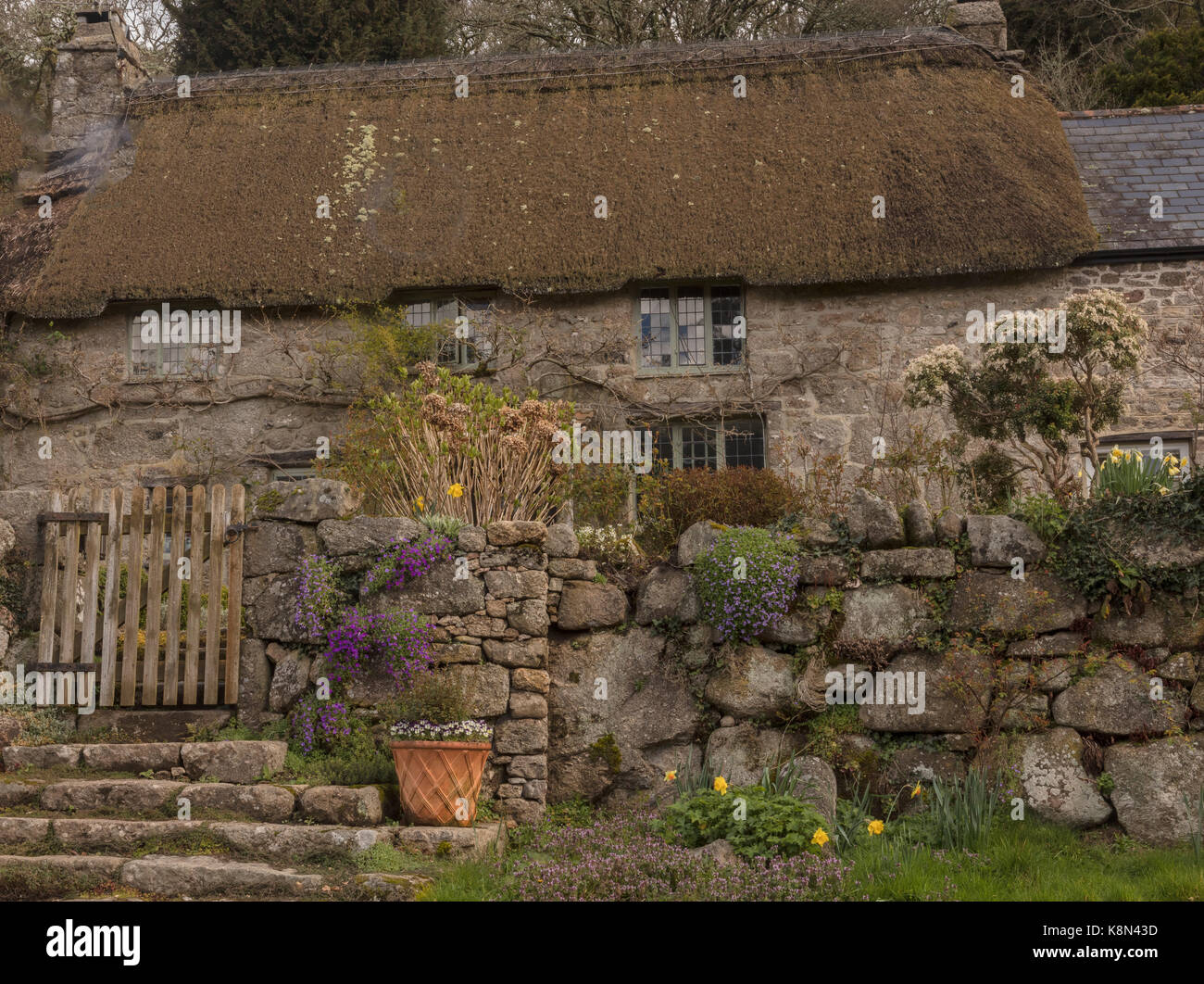 Old farm at Foxworthy, Lustleigh Cleave, east Dartmoor, Devon. Stock Photo