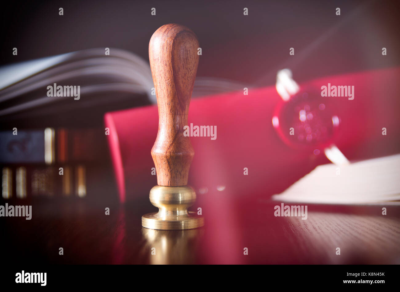 Notary public, attorney. Law concept with stamp in courtroom. law judge