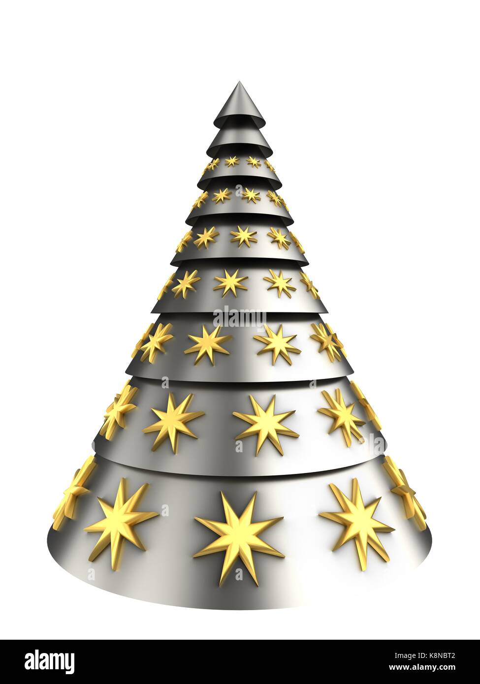 3d illustration of metal Christmas tree over white background Stock ...