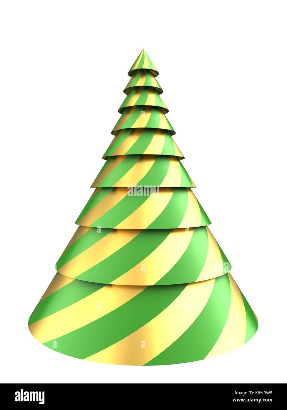3d illustration of abstract Christmas tree over white background with ...