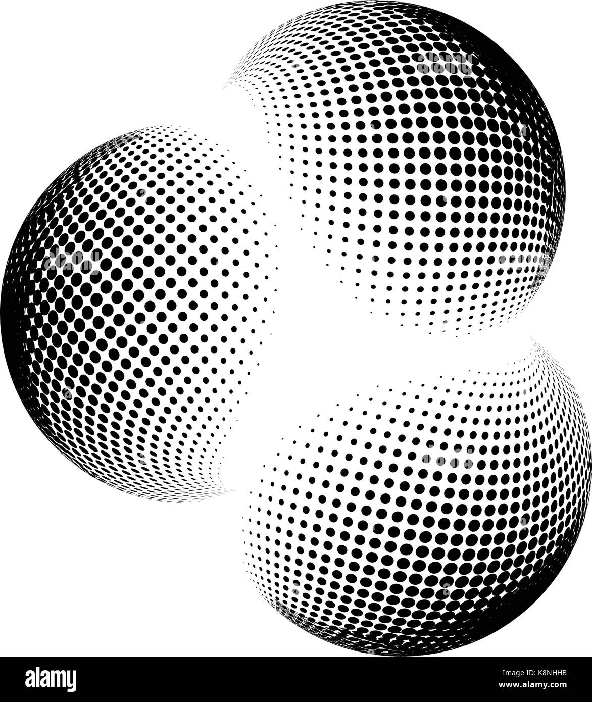 halftone globe, sphere vector logo symbol, icon, design. abstract ...