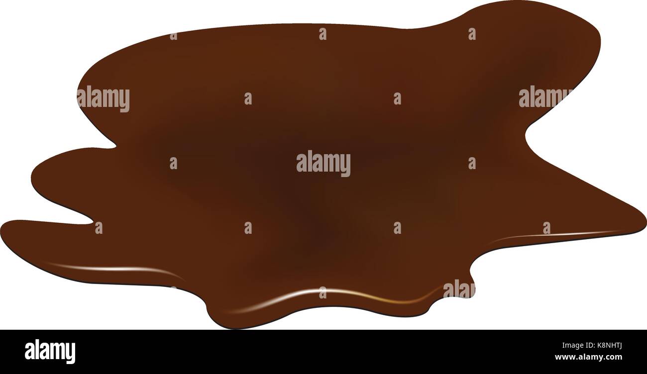 Puddle of chocolate, mud spill clipart. Brown stain, plash, drop. Vector illustration isolated on the white background Stock Vector