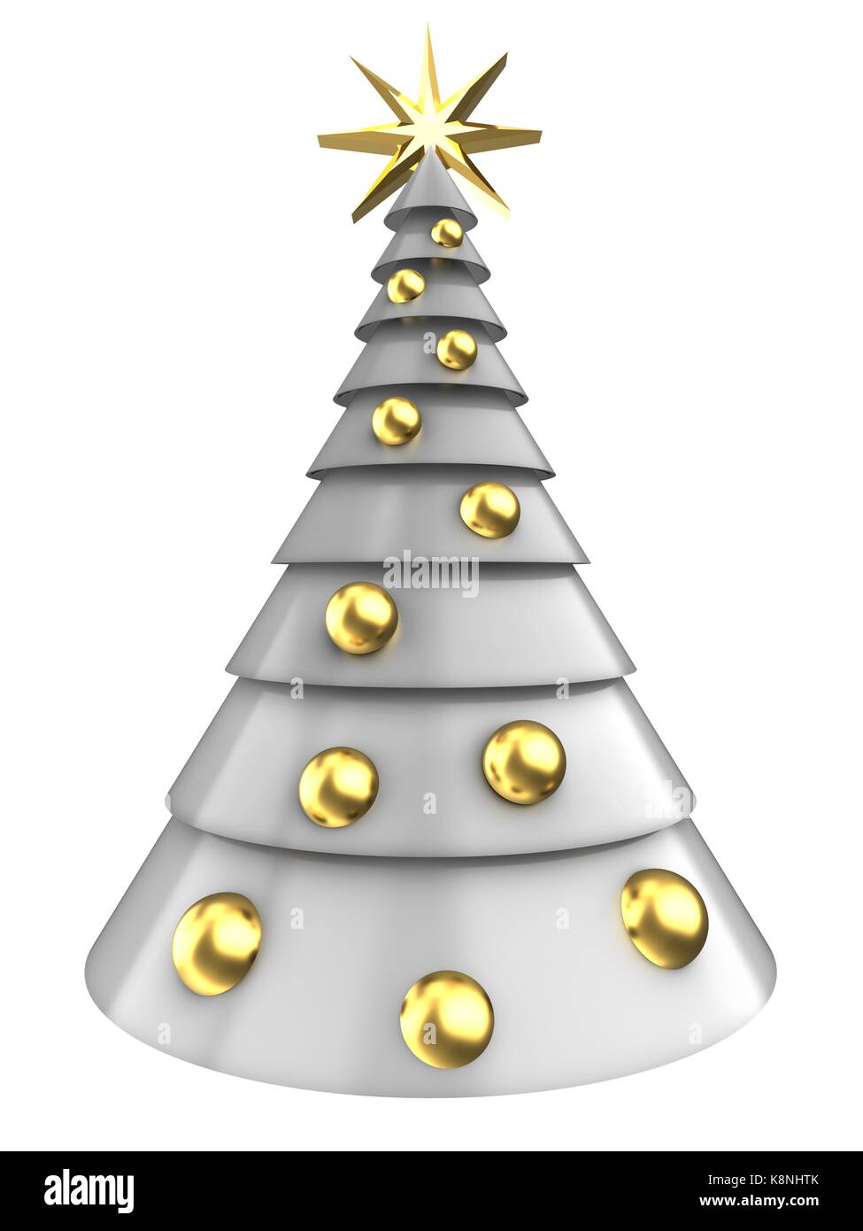3d illustration of white Christmas tree over white background with ...