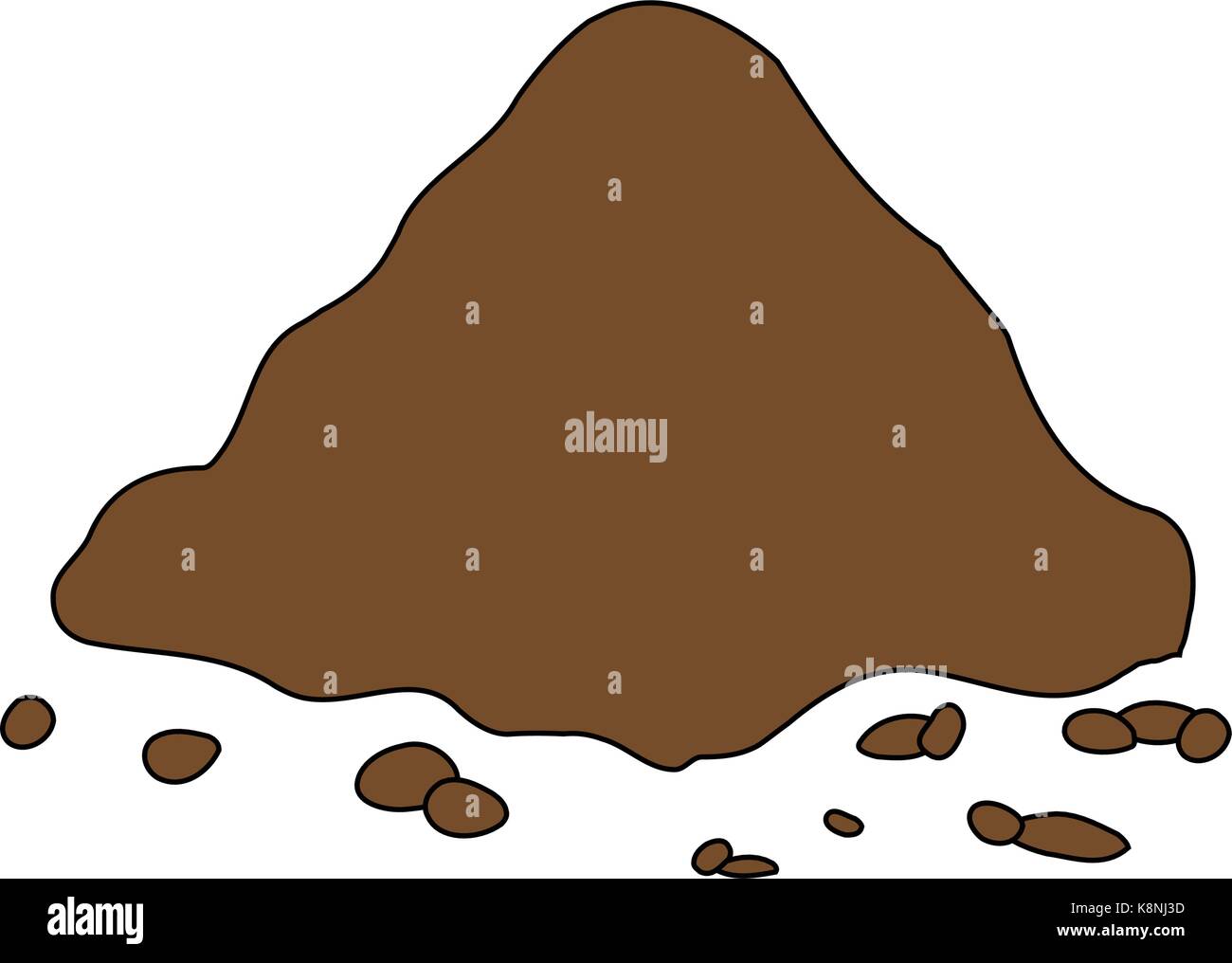 Pile of ground, heap of soil - vector illustration isolated on white background. Stock Vector