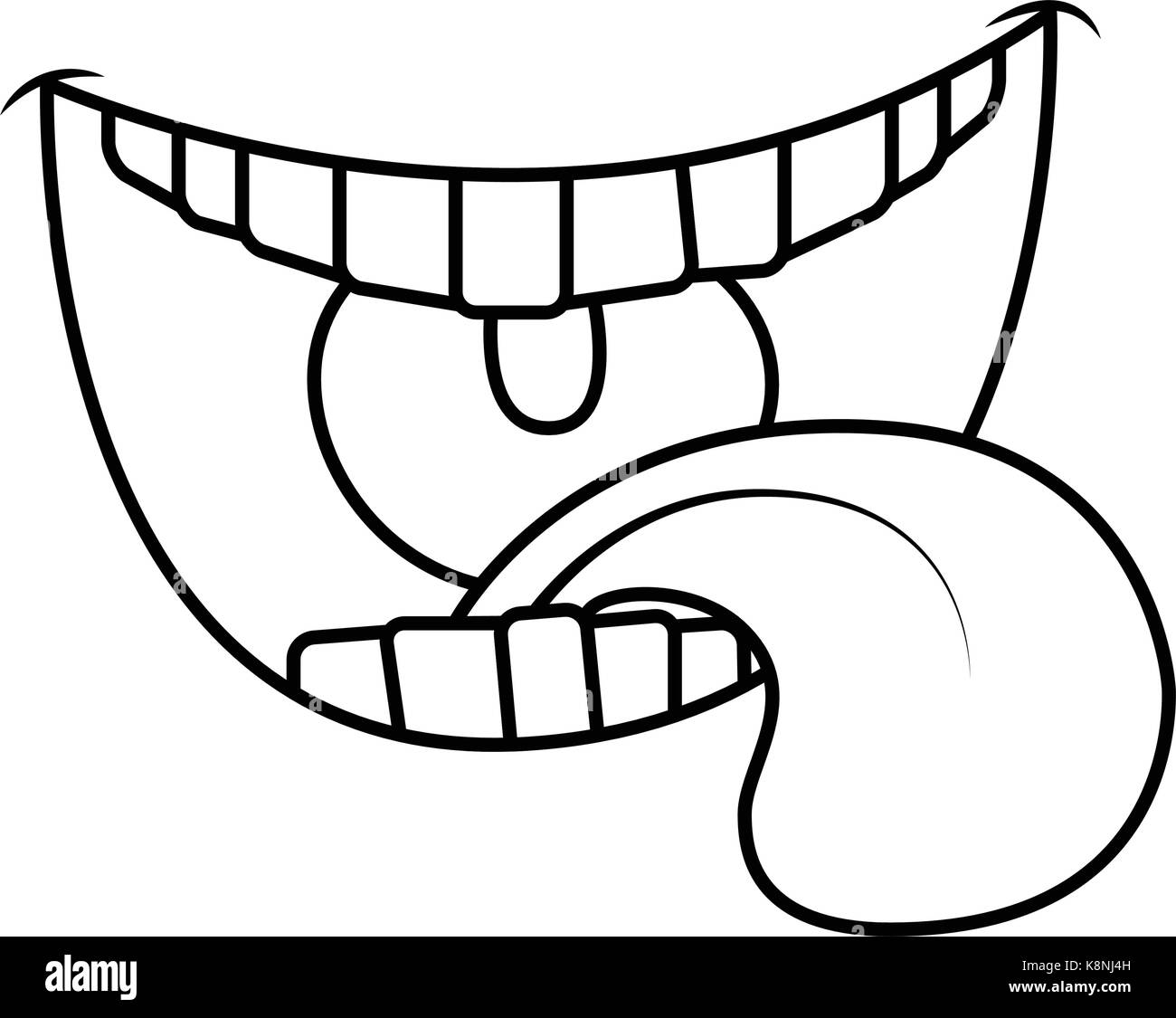 Cartoon smile, mouth, lips with teeth and tongue. silhouette vector  illustration isolated on white background Stock Vector Image & Art - Alamy