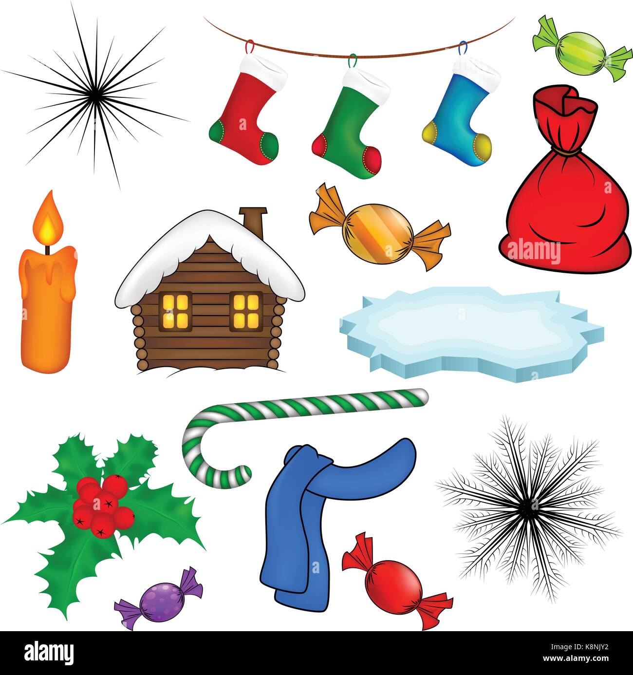 Christmas icon set, symbol, design. Winter vector illustration isolated ...