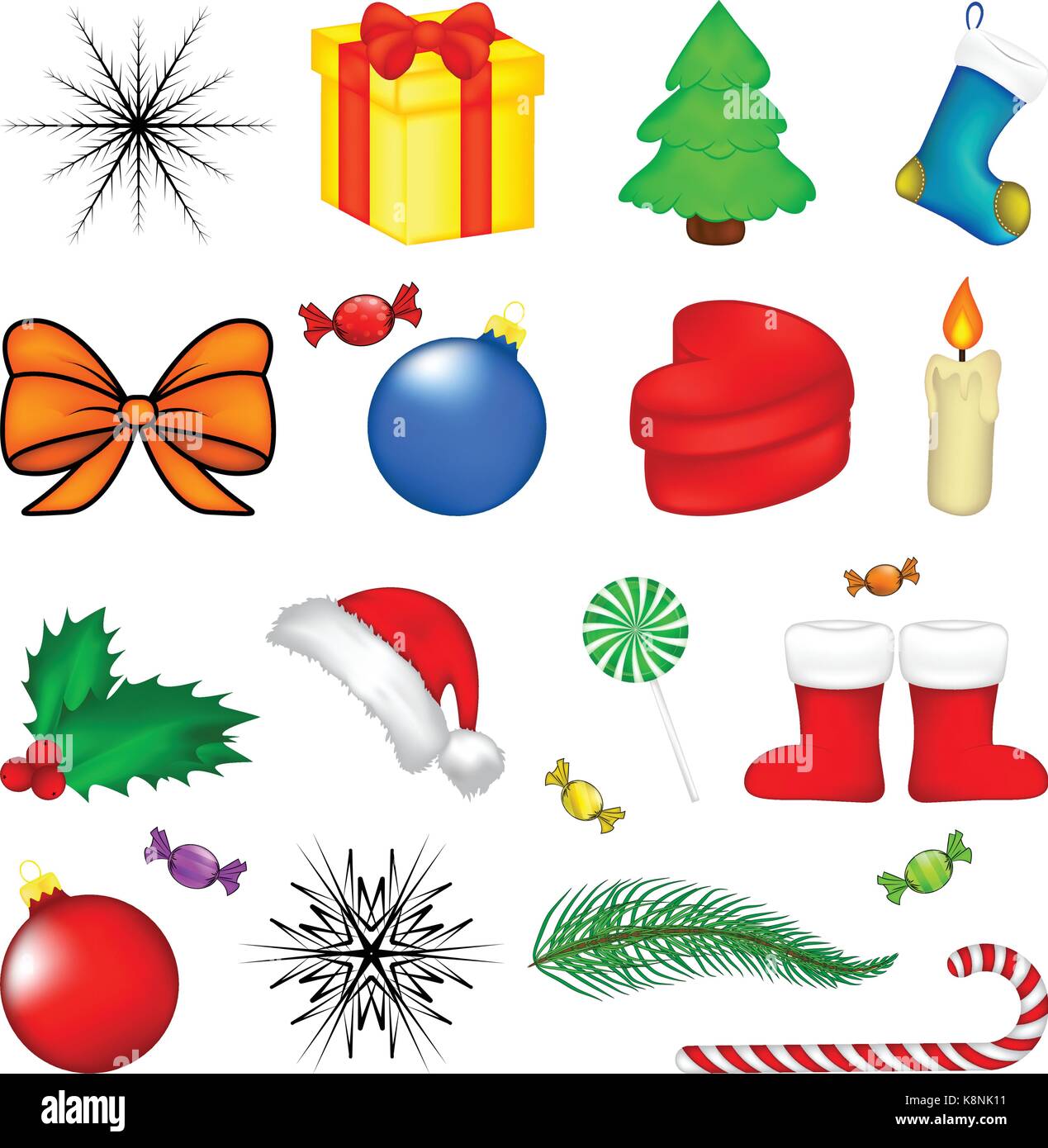Christmas icon set, symbol, design. Winter vector illustration isolated ...